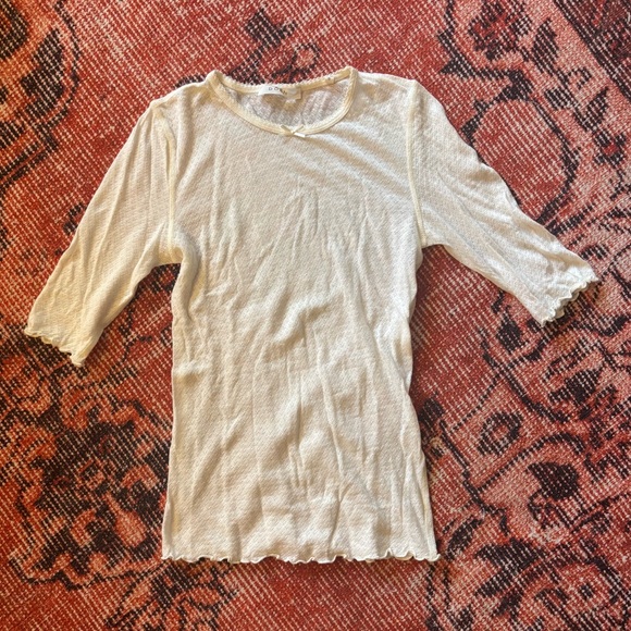 DÔEN Ada T-Shirt in White Pointelle - Picture 4 of 11